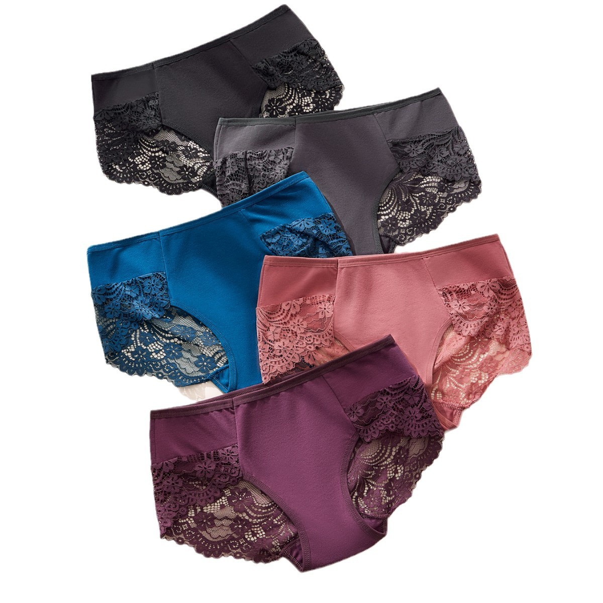 PLUS SIZE S-4XL Women's Seamless Underwear Thongs Panties Assorted Lace Splice G-string Invisible Briefs Underwear Panties Ladies Floral Cotton Hollow-out Triangle Panties M149