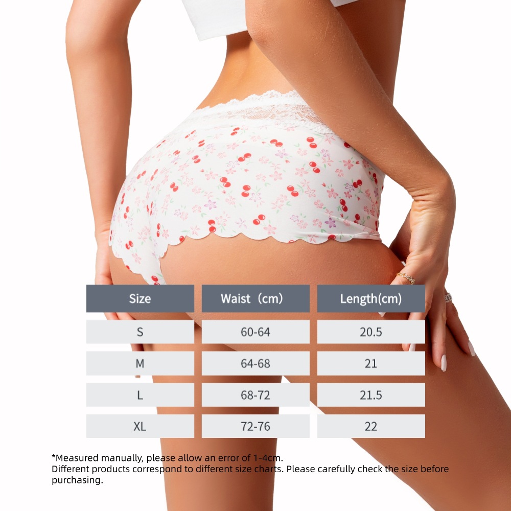 Fashion Women's Sexy Leopard Print Lace Breathable Boxer Shorts Womens Underwear Cotton Underwear for Women Seamless Hipster Bikini Briefs Panties Best Gifes for Women CHERRY Image with Lace Edge M137