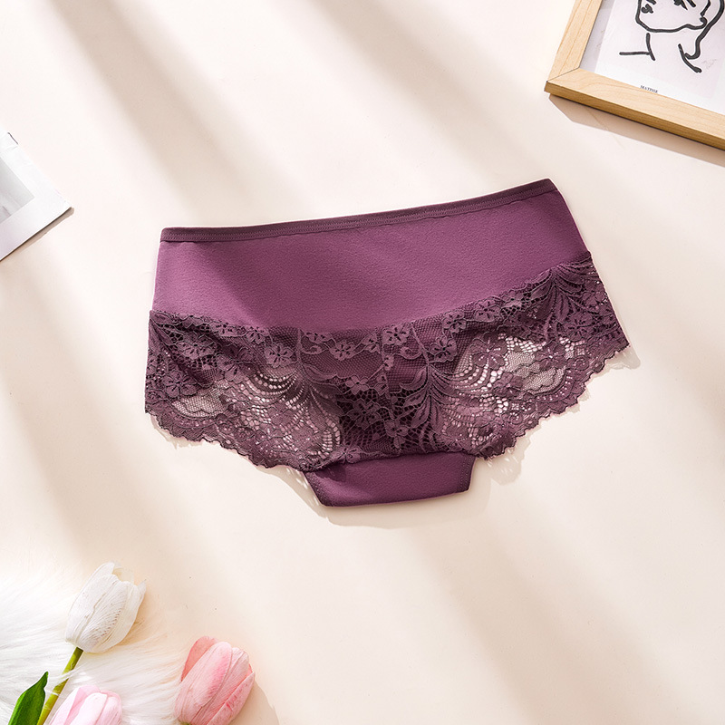 PLUS SIZE S-4XL Women's Seamless Underwear Thongs Panties Assorted Lace Splice G-string Invisible Briefs Underwear Panties Ladies Floral Cotton Hollow-out Triangle Panties M149