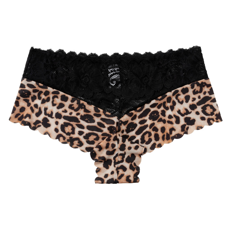 Sexy Women's LEOPARD Seamless Underwear Thongs Panties Assorted Lace Shorts Boxer Splice G-string Invisible briefs Underwear Clothing Ladies Super Soft Low Waist Ice Silk Breathable Panties M138