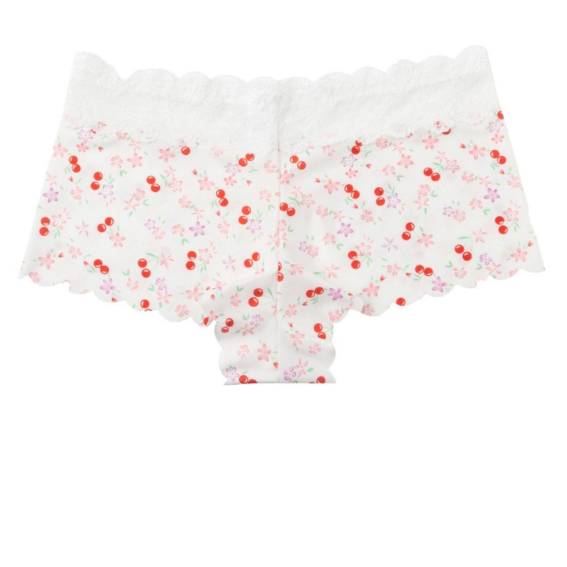 Fashion Women's Sexy Leopard Print Lace Breathable Boxer Shorts Womens Underwear Cotton Underwear for Women Seamless Hipster Bikini Briefs Panties Best Gifes for Women CHERRY Image with Lace Edge M137