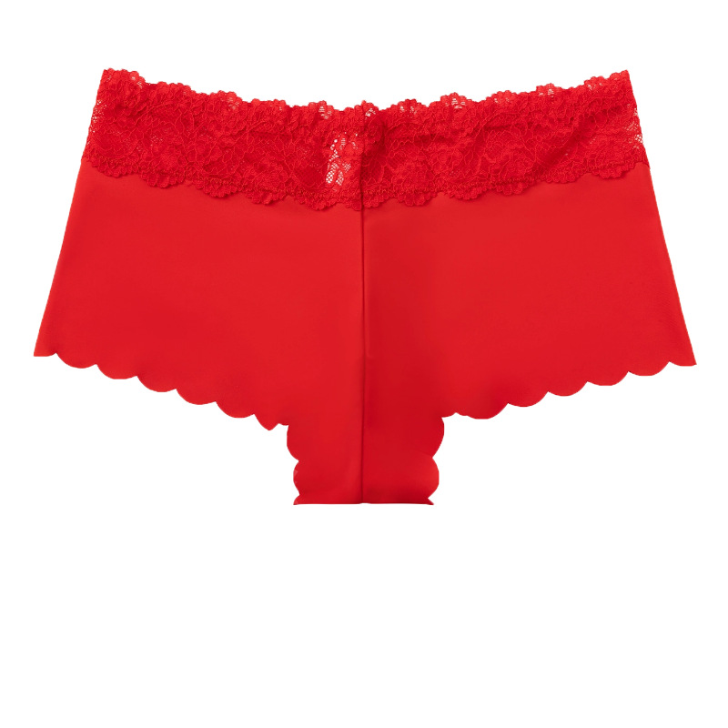 Fashion Women's Sexy Leopard Print Lace Breathable Boxer Shorts Womens Underwear Cotton Underwear for Women Seamless Hipster Bikini Briefs Panties Best Gifes for Women CHERRY Image with Lace Edge M137