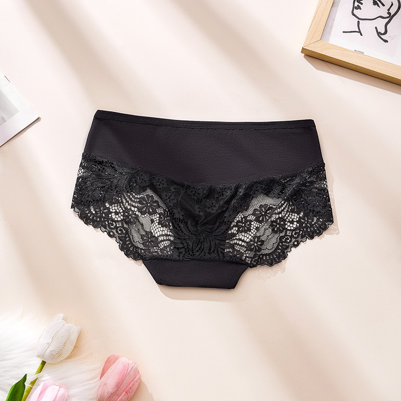 PLUS SIZE S-4XL Women's Seamless Underwear Thongs Panties Assorted Lace Splice G-string Invisible Briefs Underwear Panties Ladies Floral Cotton Hollow-out Triangle Panties M149