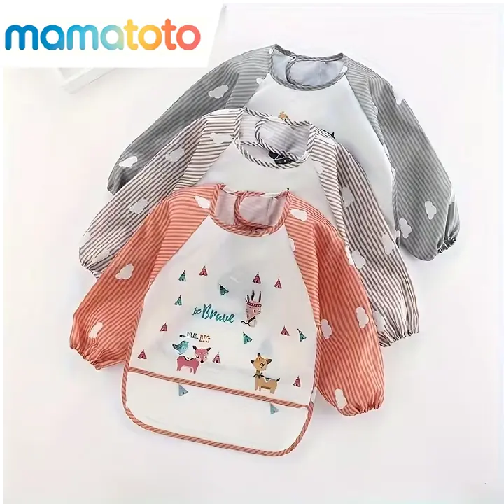 Kids Long Sleeve Art & Feeding Smock – Reversible, Water-Resistant & Easy Wipe-Clean, Lightweight, Fast-Drying & Durable, Perfect for Painting, Baking & Messy Meals at Home, School & Travel,for babies