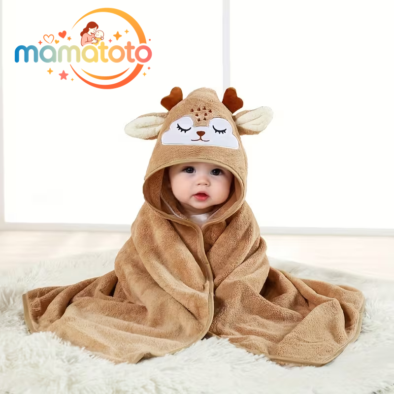 Ultra Soft Baby Bath Towel (80x80cm) – Super Absorbent & Fast Drying, Gentle on Baby’s Skin, Cute Cartoon Animal Design, Perfect for Bath Time, Pool, Beach & Travel, Ideal Gift for Boys & Girls