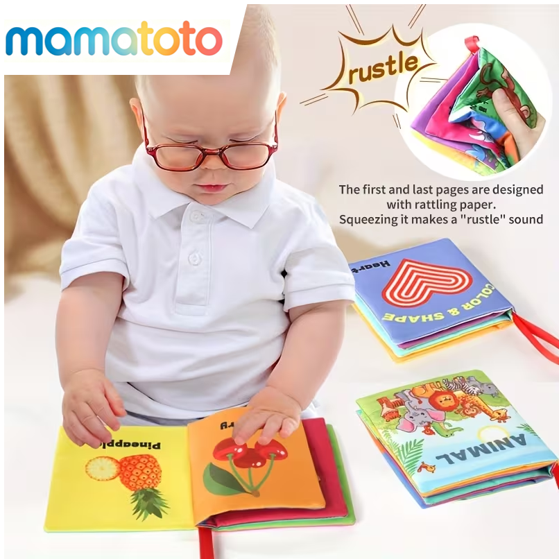 Baby Sensory Cloth Book – Soft & Interactive Crinkle Book for Tactile & Color Recognition, Washable & Durable, Perfect for 0-12 Months Boys & Girls, Great for Travel, Tummy Time & Baby Shower Gifts