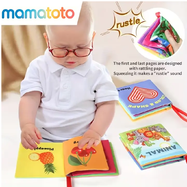 Baby Sensory Cloth Book – Soft & Interactive Crinkle Book for Tactile & Color Recognition, Washable & Durable, Perfect for 0-12 Months Boys & Girls, Great for Travel, Tummy Time & Baby Shower Gifts