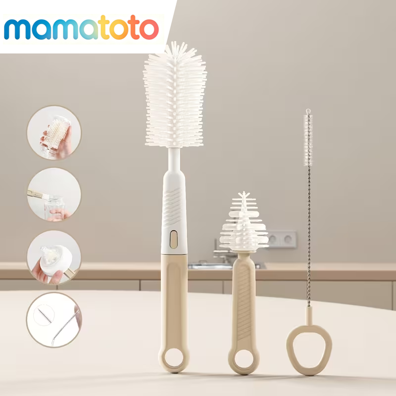 All-in-One Silicone Cleaning Brush Set for Baby Bottles – Clean Nipple, Straw, Tube & Cup with 1 Tool, Soft & Scratch-Free, Durable & Dishwasher Safe, Essential for Home, Travel & Daily Bottle Washing