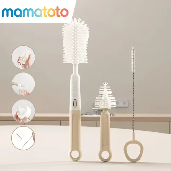 All-in-One Silicone Cleaning Brush Set for Baby Bottles – Clean Nipple, Straw, Tube & Cup with 1 Tool, Soft & Scratch-Free, Durable & Dishwasher Safe, Essential for Home, Travel & Daily Bottle Washing