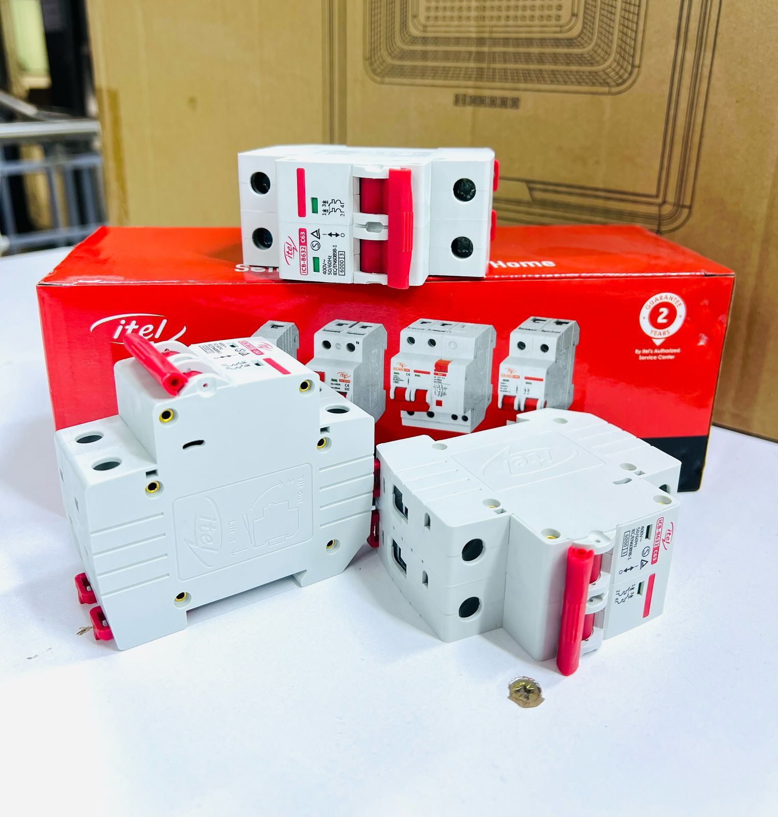 Miniature Circuit Breaker 63A MCB C63 This double pole miniature circuit breaker (MCB) 63A is designed to protect electrical circuits from overloads and short circuits.