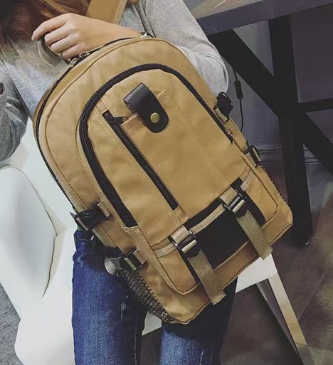 New Korean-Style Double-Shoulder Bag - Casual Travel Canvas Backpack - Large Capacity Student Schoolbag - Computer Travel bag