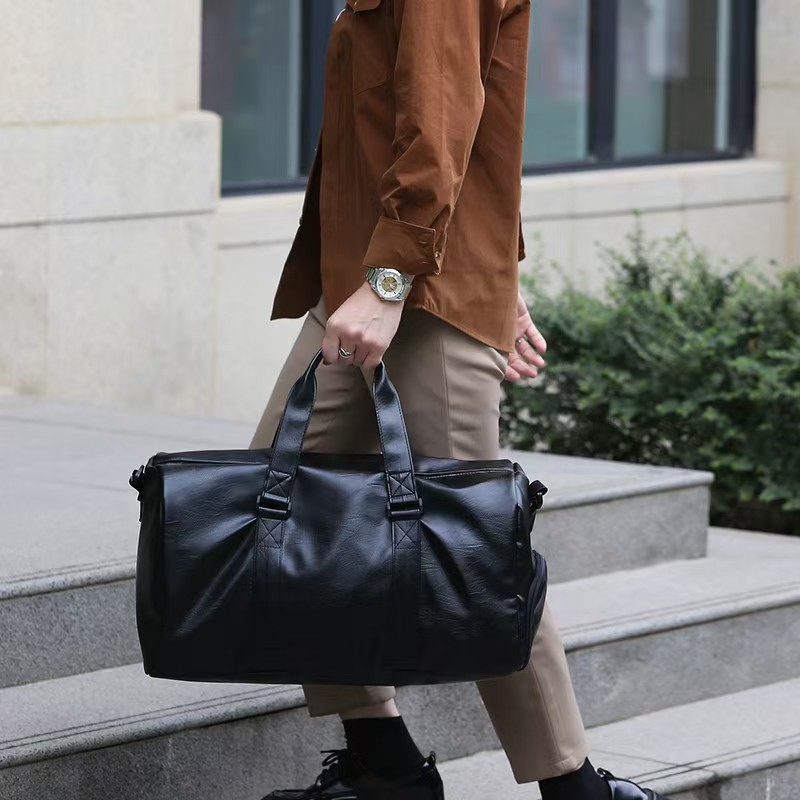 Travel Bag - Large Capacity Single-Shoulder Backpack For Men And Women Business Handbag Soft Leather Luggage Bag Sports And Fitness Bag