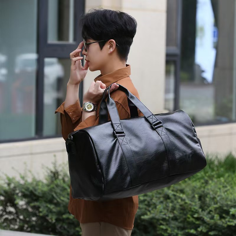 Travel Bag - Large Capacity Single-Shoulder Backpack For Men And Women Business Handbag Soft Leather Luggage Bag Sports And Fitness Bag