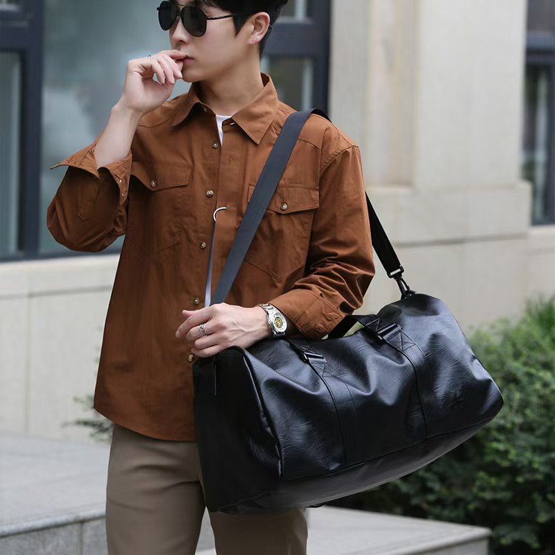 Travel Bag - Large Capacity Single-Shoulder Backpack For Men And Women Business Handbag Soft Leather Luggage Bag Sports And Fitness Bag