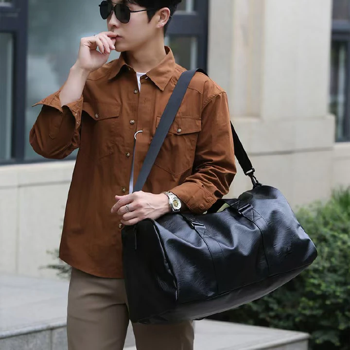Travel Bag - Large Capacity Single-Shoulder Backpack For Men And Women Business Handbag Soft Leather Luggage Bag Sports And Fitness Bag