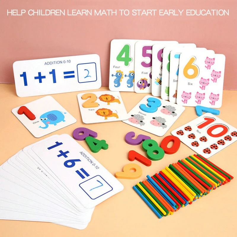 3-in-1 I Love Mathematics Learning Set for Kids – Numbers, Spelling & Addition Educational Toy, Treehole Enlightenment Early Learning Teaching Aid Kit for Toddlers, Montessori-Style Cognitive Developm