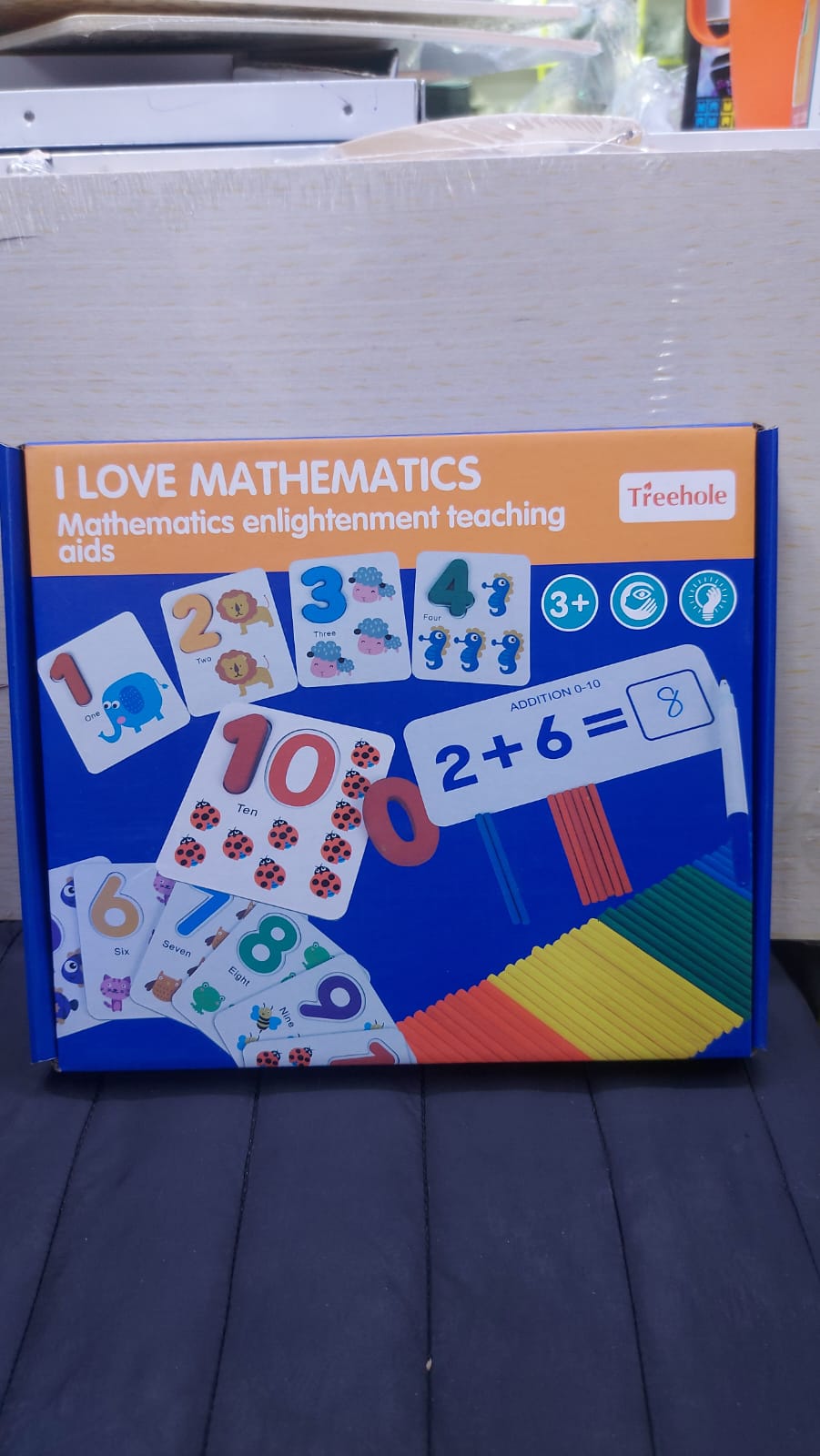 3-in-1 I Love Mathematics Learning Set for Kids – Numbers, Spelling & Addition Educational Toy, Treehole Enlightenment Early Learning Teaching Aid Kit for Toddlers, Montessori-Style Cognitive Developm