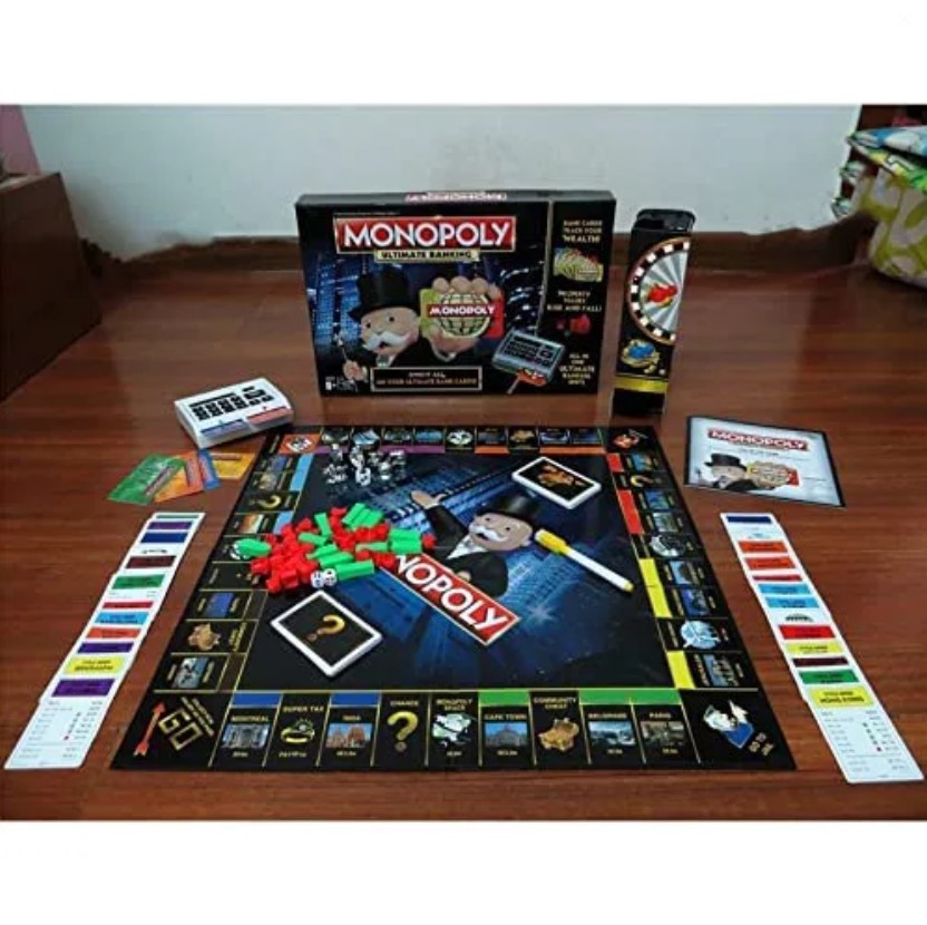 Monopoly Ultimate Banking Edition Board Game – Electronic Banking Unit, Cashless Property Trading Game for Families & Kids, Fast-Paced Strategy Board Game for Ages 8+, Fun Christmas & Game Night
