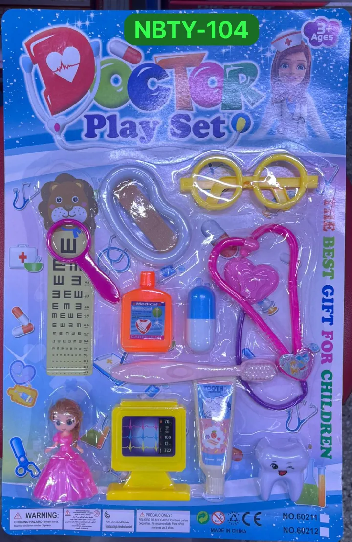 Doctor Play Set NBTY-104 Kids Pretend Medical Kit Stethoscope Thermometer Eye Chart Glasses Role Play Toy for Children Ages 3+ Imaginative Fun Educational Safe Play Set Doctor Play Set NBTY-104 Kids P