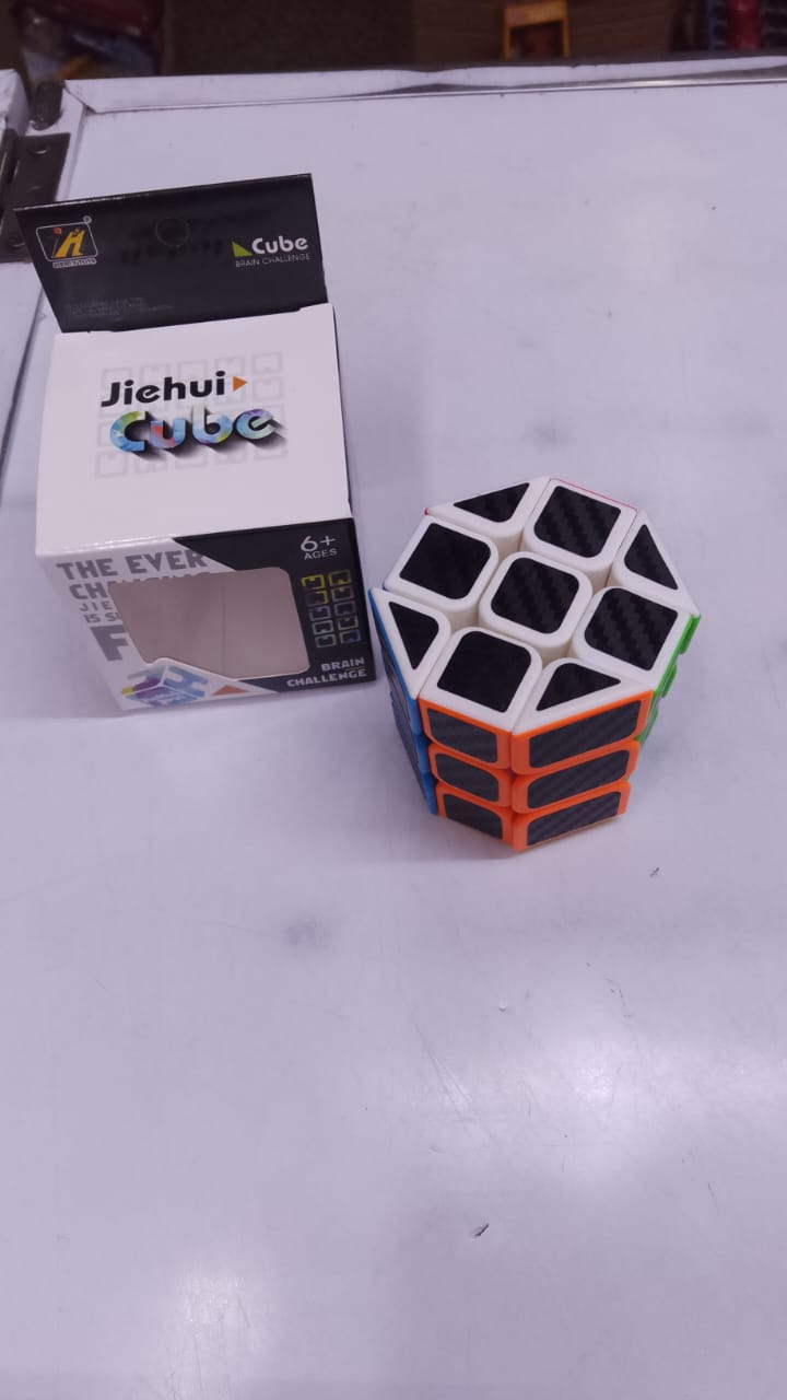 Jiehui Octagonal & Cylindrical Twist Cube Puzzle – Stickerless Shape-Shifting Brain Teaser, Carbon Fiber Texture Design, High-Quality Durable Plastic, Educational Logic and Problem-Solving Toy for Kid