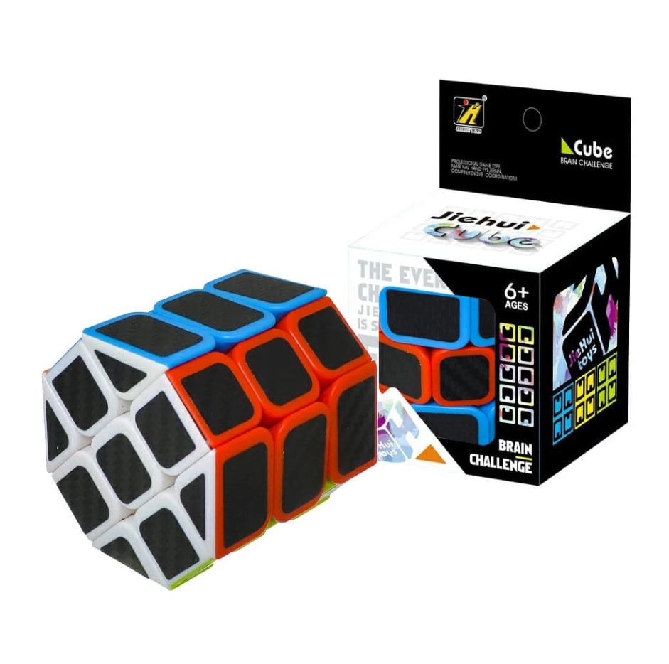 Jiehui Octagonal & Cylindrical Twist Cube Puzzle – Stickerless Shape-Shifting Brain Teaser, Carbon Fiber Texture Design, High-Quality Durable Plastic, Educational Logic and Problem-Solving Toy for Kid
