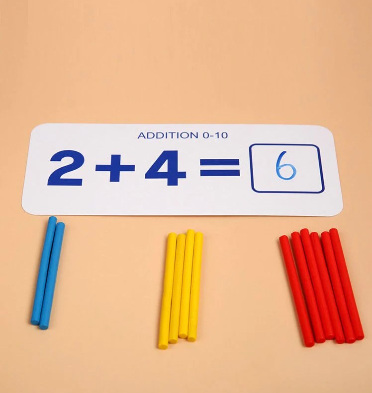 3-in-1 I Love Mathematics Learning Set for Kids – Numbers, Spelling & Addition Educational Toy, Treehole Enlightenment Early Learning Teaching Aid Kit for Toddlers, Montessori-Style Cognitive Developm