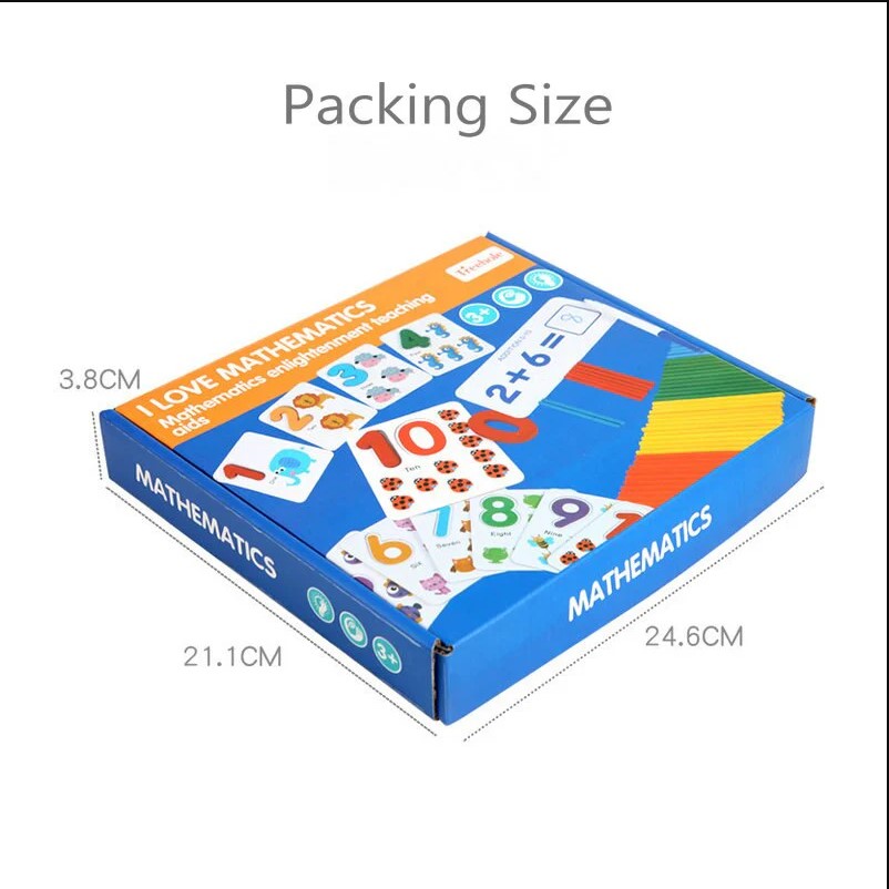 3-in-1 I Love Mathematics Learning Set for Kids – Numbers, Spelling & Addition Educational Toy, Treehole Enlightenment Early Learning Teaching Aid Kit for Toddlers, Montessori-Style Cognitive Developm