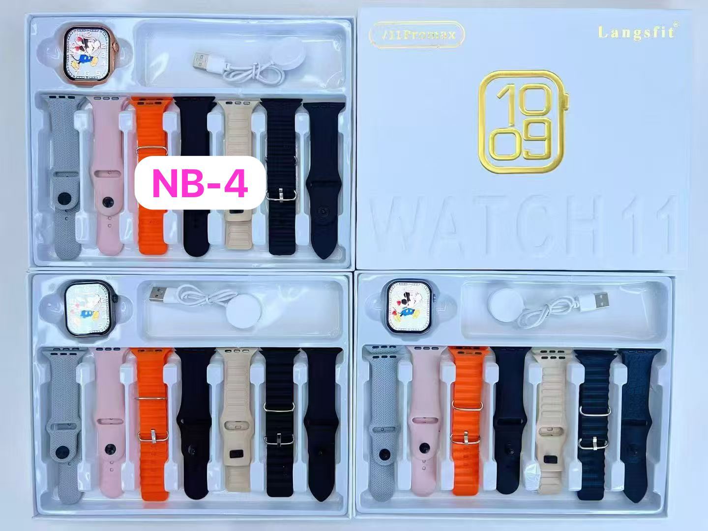 Langsfit WATCH 11 Smartwatch Gift Set with 7 Interchangeable Straps Bluetooth Calling Heart Rate Sleep Tracker Fitness Watch TFT Screen Compatible Android iOS Stylish Wearable for Men Women