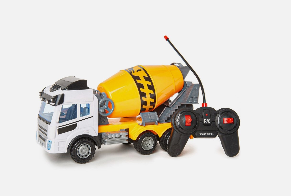 Toy Truck Remote Control Concrete Mixer Truck – RC Off-Road Cement Mixer Vehicle with Large Rubber Tires, Working Lights, Durable High-Performance Racing Truck Toy for Kids Indoor & Outdoor Play