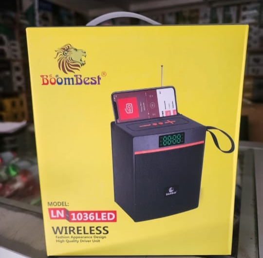 Bluetooth Speaker BoomBest LN-1036LED Portable Wireless Bluetooth Speaker 30W with FM Radio, LED Display, USB/AUX/TF Support – Black High Power Sound System