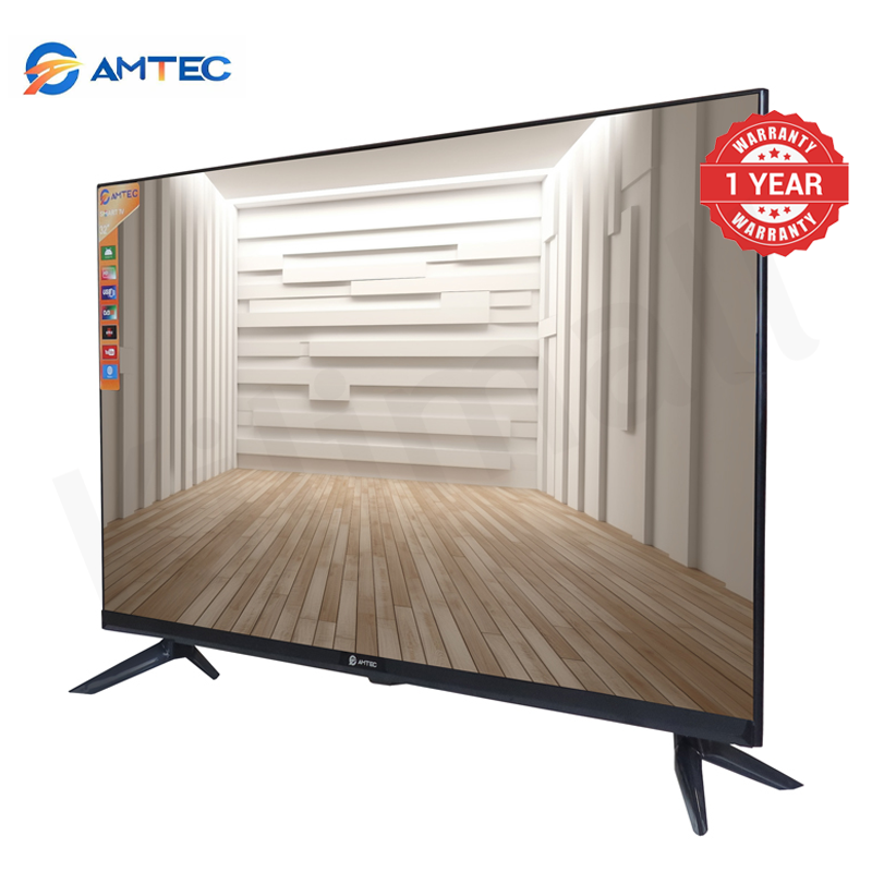 Amtec 32R1S 32" Smart TV Frameless HD Android TV LED Bluetooth WiFi Mirror Cast Inbuilt Decoder 3HDMI 2USB Port Quad Core 1GB+8GB Netflix YouTube Energy Saving Television