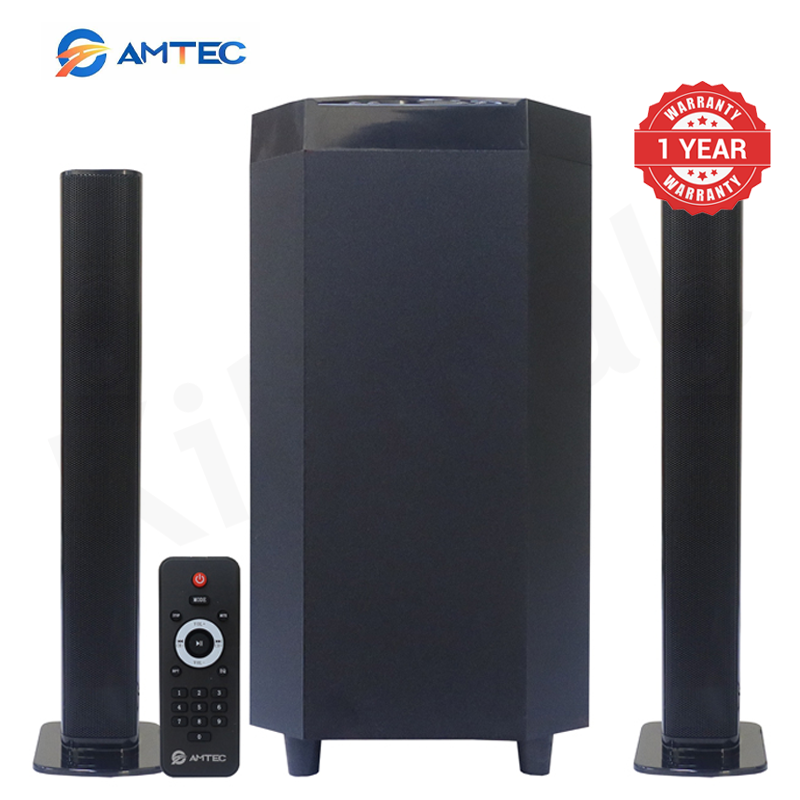 Amtec AM-02 2.1CH Home Theatre Subwoofer Speaker System, 45W RMS 20000W PMPO, AC/DC Powered Bluetooth FM USB SD AUX Woofer With Remote Control, 5.25 Inch Bass Driver