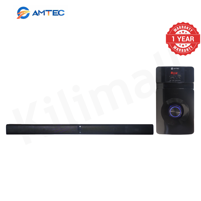 Amtec AM-01 2.1CH Soundbar Home Theater System With 5.25" Extra Bass Subwoofer,3D Sound, Bluetooth, FM, USB/SD, Woofer Speaker System With 45W RMS (20000W PMPO)