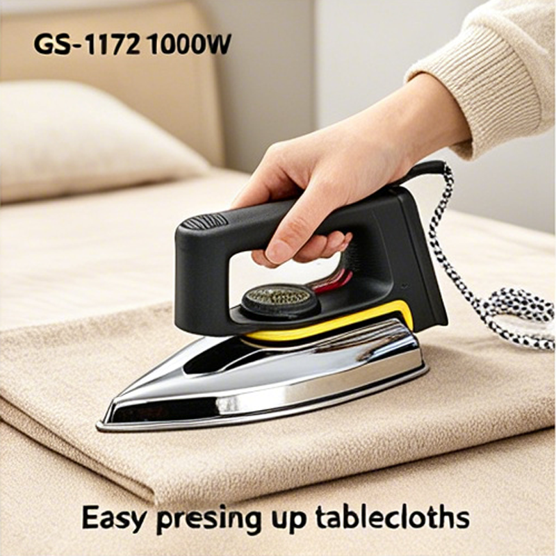 GLOBALSTAR GS-1172 1000W Non-Stick Dry Iron – Pointed Tip for Hard-to-Reach Areas, Speed Shaped Sole Plate, Temperature Indicator Light