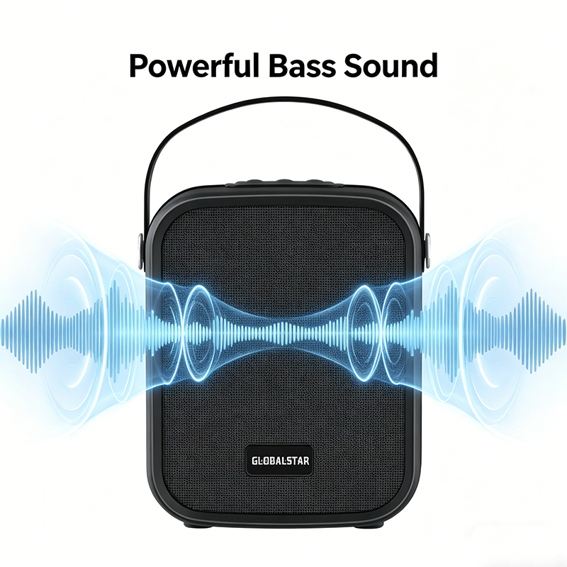 GLOBALSTAR GS-2102 Portable Speaker – 80W Peak Power, Long Battery Life, Sound Effect Adjustment, Stable Connection – Outdoor & Home Use