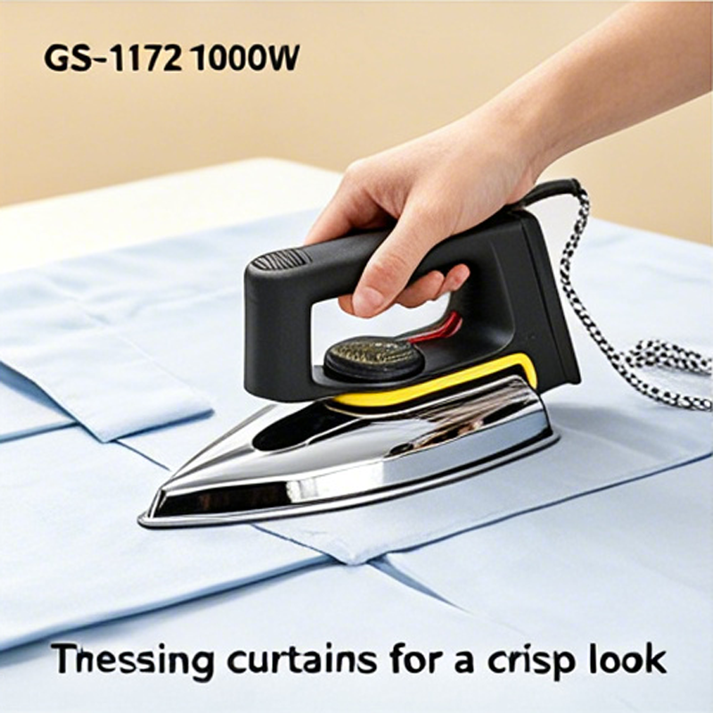GLOBALSTAR GS-1172 1000W Non-Stick Dry Iron – Pointed Tip for Hard-to-Reach Areas, Speed Shaped Sole Plate, Temperature Indicator Light