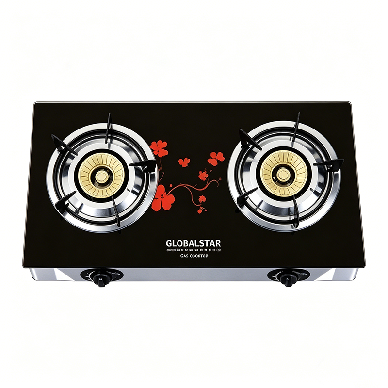 GS-G201SLSS Double Burner Glass Gas Stove – 2 Burners, 5-Star Energy, Easy Clean, Button Control, 12-Month Warranty – Made in Uganda