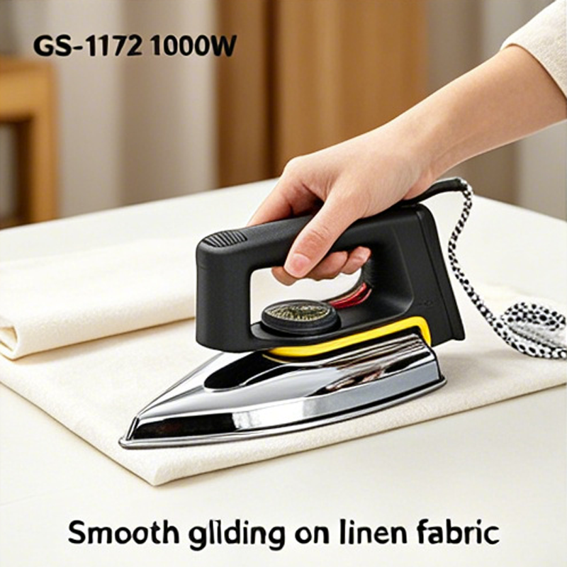 GLOBALSTAR GS-1172 1000W Non-Stick Dry Iron – Pointed Tip for Hard-to-Reach Areas, Speed Shaped Sole Plate, Temperature Indicator Light
