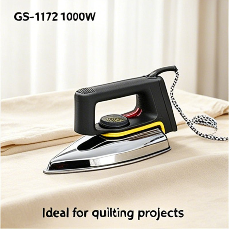 GLOBALSTAR GS-1172 1000W Non-Stick Dry Iron – Pointed Tip for Hard-to-Reach Areas, Speed Shaped Sole Plate, Temperature Indicator Light