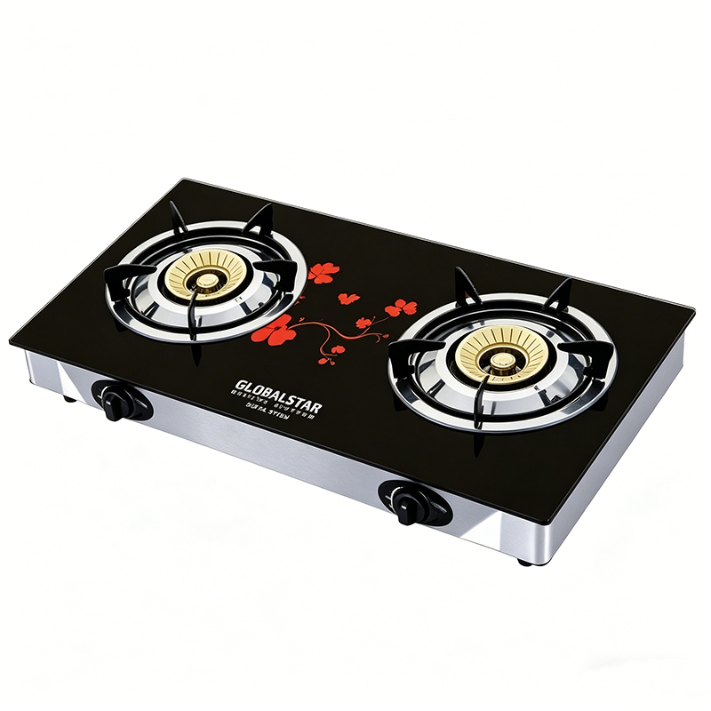 GS-G201SLSS Double Burner Glass Gas Stove – 2 Burners, 5-Star Energy, Easy Clean, Button Control, 12-Month Warranty – Made in Uganda