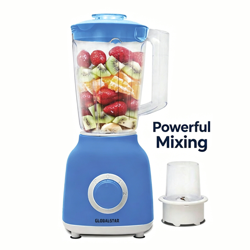 Globalstar GS-TY202B 2-in-1 Stand Blender – 1.5Litres,Plastic, Safe & Healthy for Grinding Pepper & Food – Easy to Clean