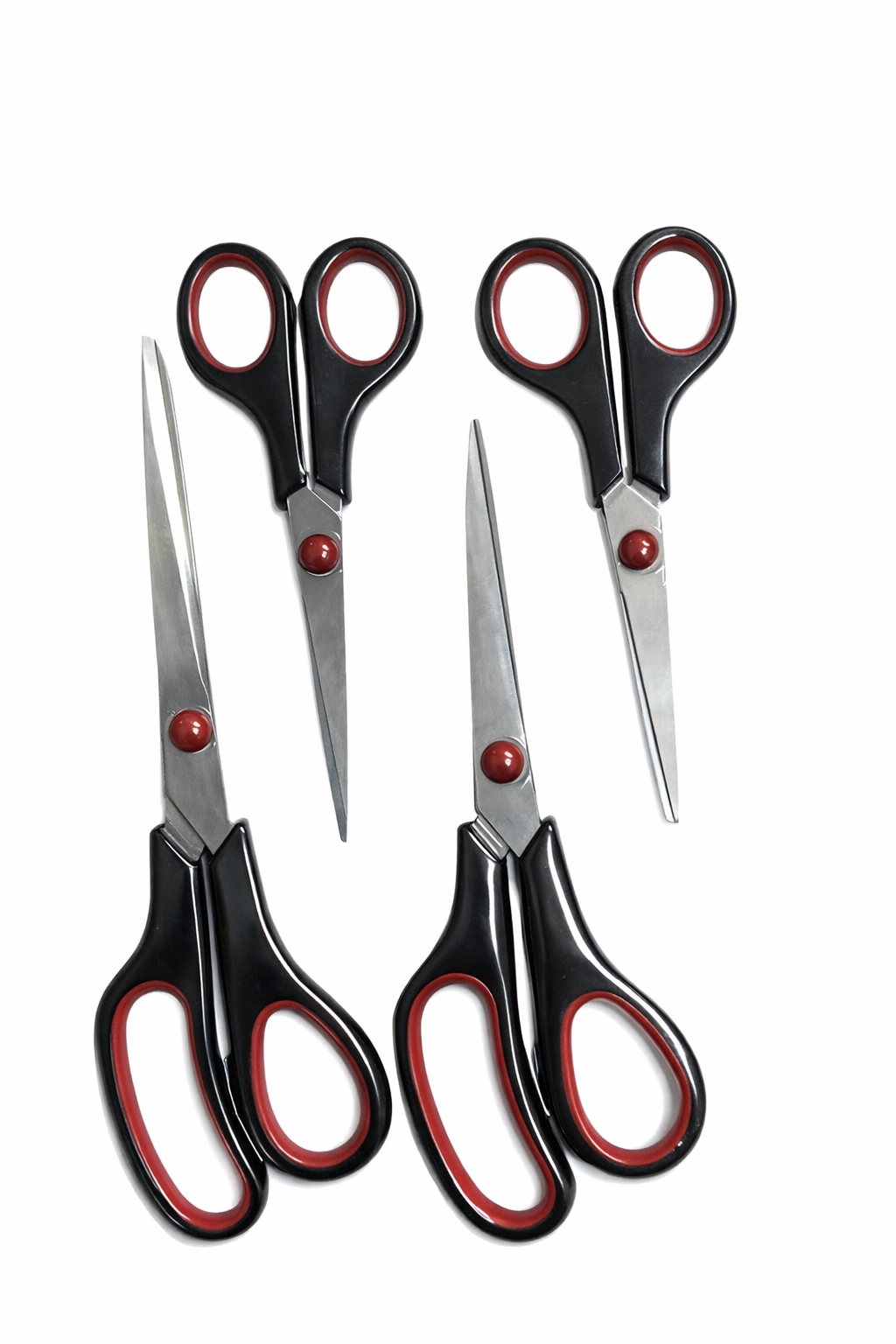 4-Piece Heavy-Duty Stainless Steel Scissor Set – Professional Tailoring & Household Shears with Ergonomic Molded Hand Grips, Multi-Purpose Craft Scissors for Fabric, Leather, Paper & Cardboard