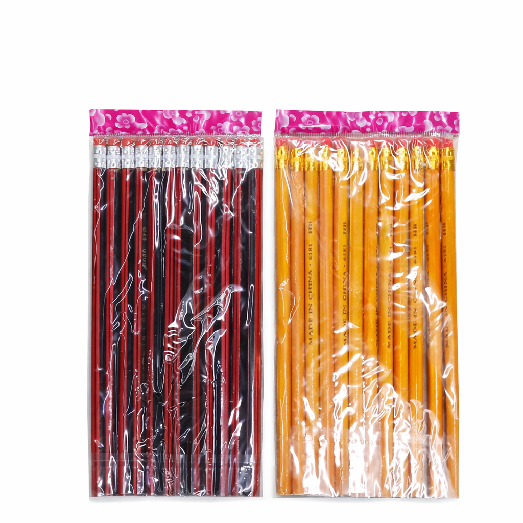1 dozen ( 12 pieces)HB Pencil Pack with Eraser – Red & Yellow Wooden Pencils for School Office Writing & Drawing