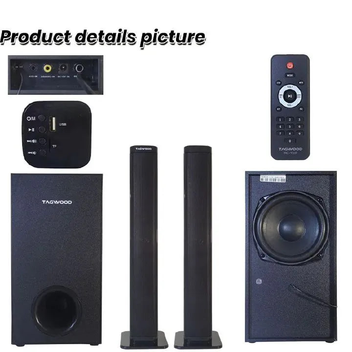 Tagwood 7500W 2.1CH Multimedia Bluetooth Woofer Speaker System Subwoofer Sound bar BT/USB/SD/FM Subwoofer Home Audio System Sound bar with Remote Control S1 Speaker bass