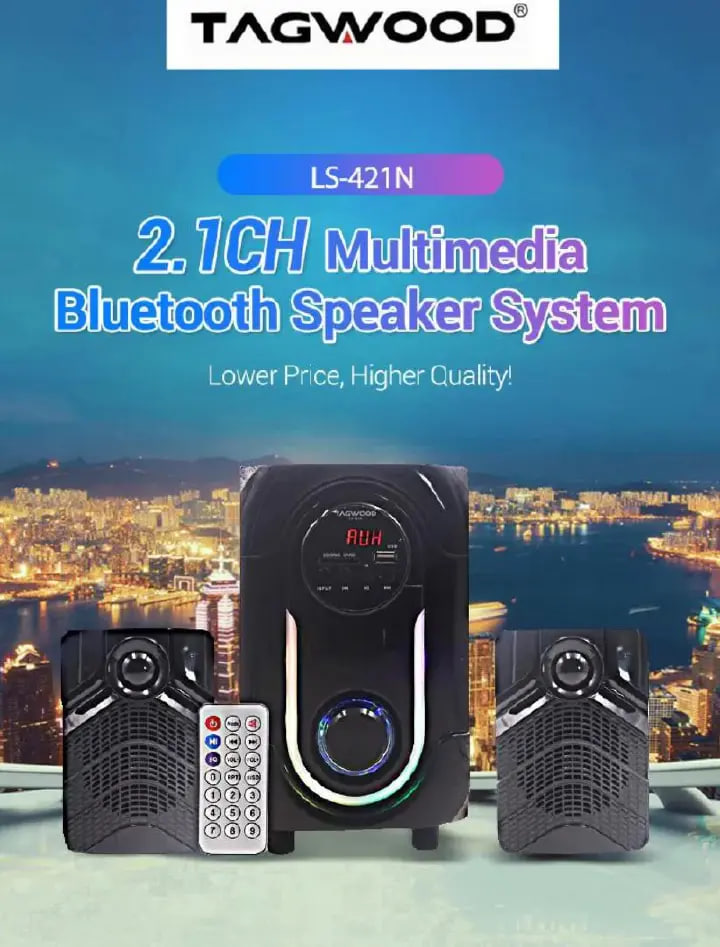 TAGWOOD LS-421N 2.1CH WOOFER Home Audio SPEAKER BLUETOOTH/FM/SB/USB Subwoofer Speaker System