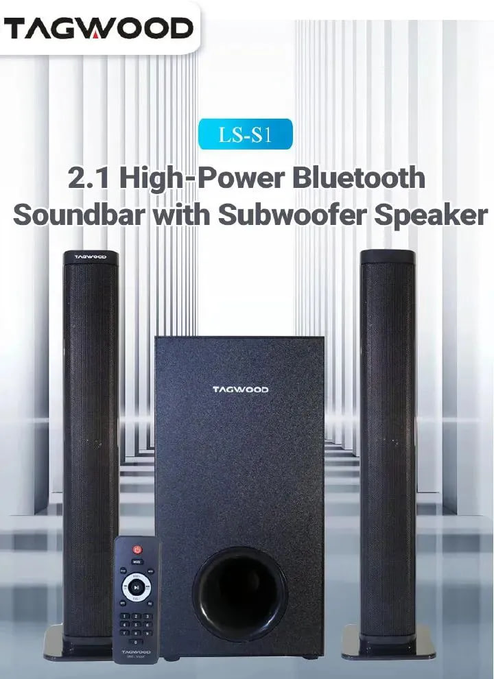Tagwood 7500W 2.1CH Multimedia Bluetooth Woofer Speaker System Subwoofer Sound bar BT/USB/SD/FM Subwoofer Home Audio System Sound bar with Remote Control S1 Speaker bass