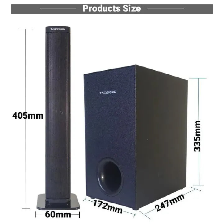 Tagwood 7500W 2.1CH Multimedia Bluetooth Woofer Speaker System Subwoofer Sound bar BT/USB/SD/FM Subwoofer Home Audio System Sound bar with Remote Control S1 Speaker bass