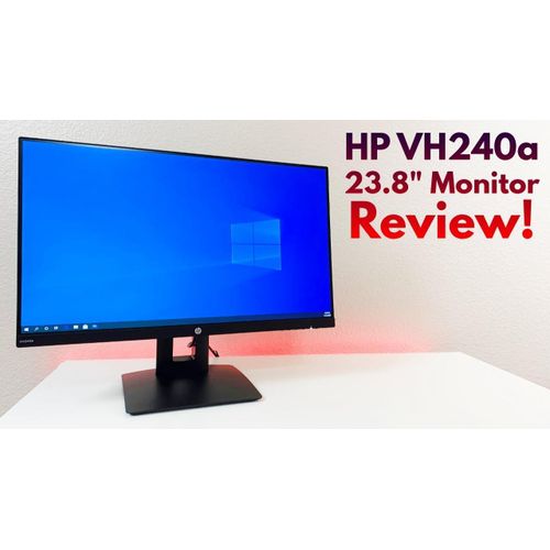 REFURBRISHED HP VH240a 23.8-Inch Full HD 1080p IPS LED Monitor with Built-In Speakers and VESA Mounting, Rotating Portrait & Landscape, Tilt, and HDMI & VGA Ports  - Black FREE POWER ADAPTER AND HDMI