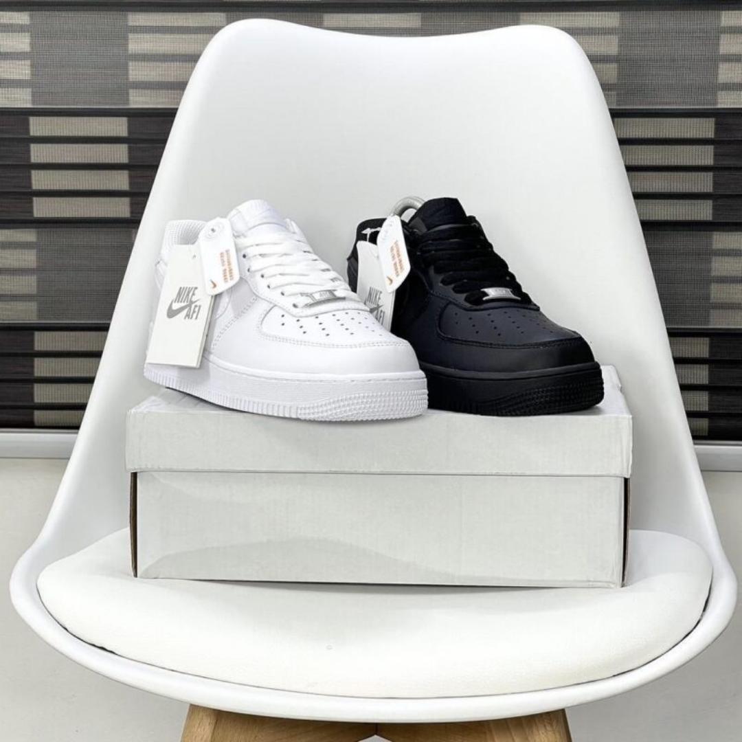 Airforce 1'07 Low White and Black Sneakers, Leather Airforce  Sneakers (Best Shop for Quality Sneakers, Boots, Oxfords and Shoes Accessories)