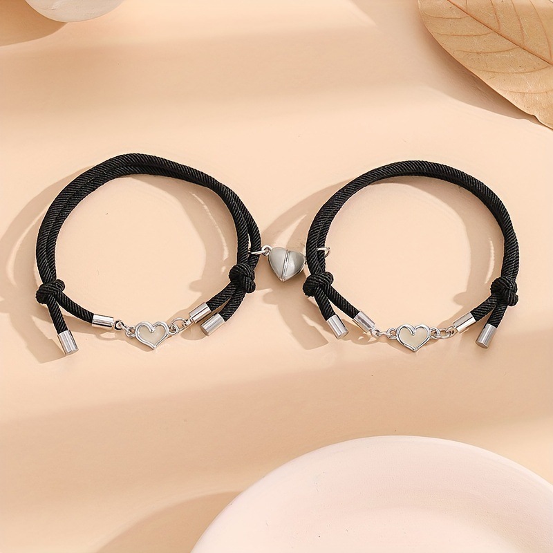 2-Piece Set Couple Bracelets Sun Moon Time Gemstone Bracelets Unisex Handmade Multilayer Braided Leather Bracelets Vintage Punk Style Beaded Woven Bangles Fashion Jewelry Perfect for Valentine's Day